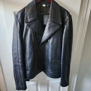 Ted Baker Carve Genuine Leather Biker Jacket | Size 5/XL $1095